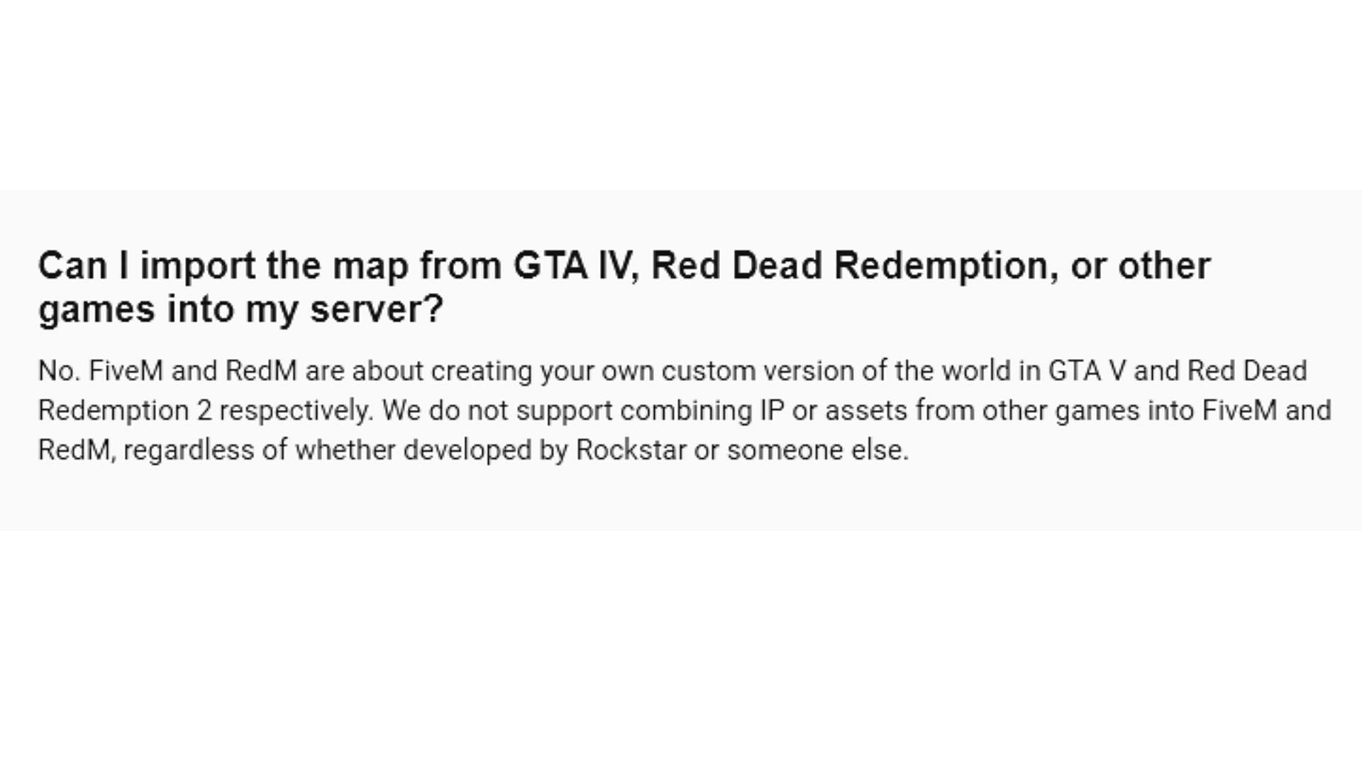 Map imports are not supported on FiveM and RedM RP servers. (Image via forum.cfx.re)